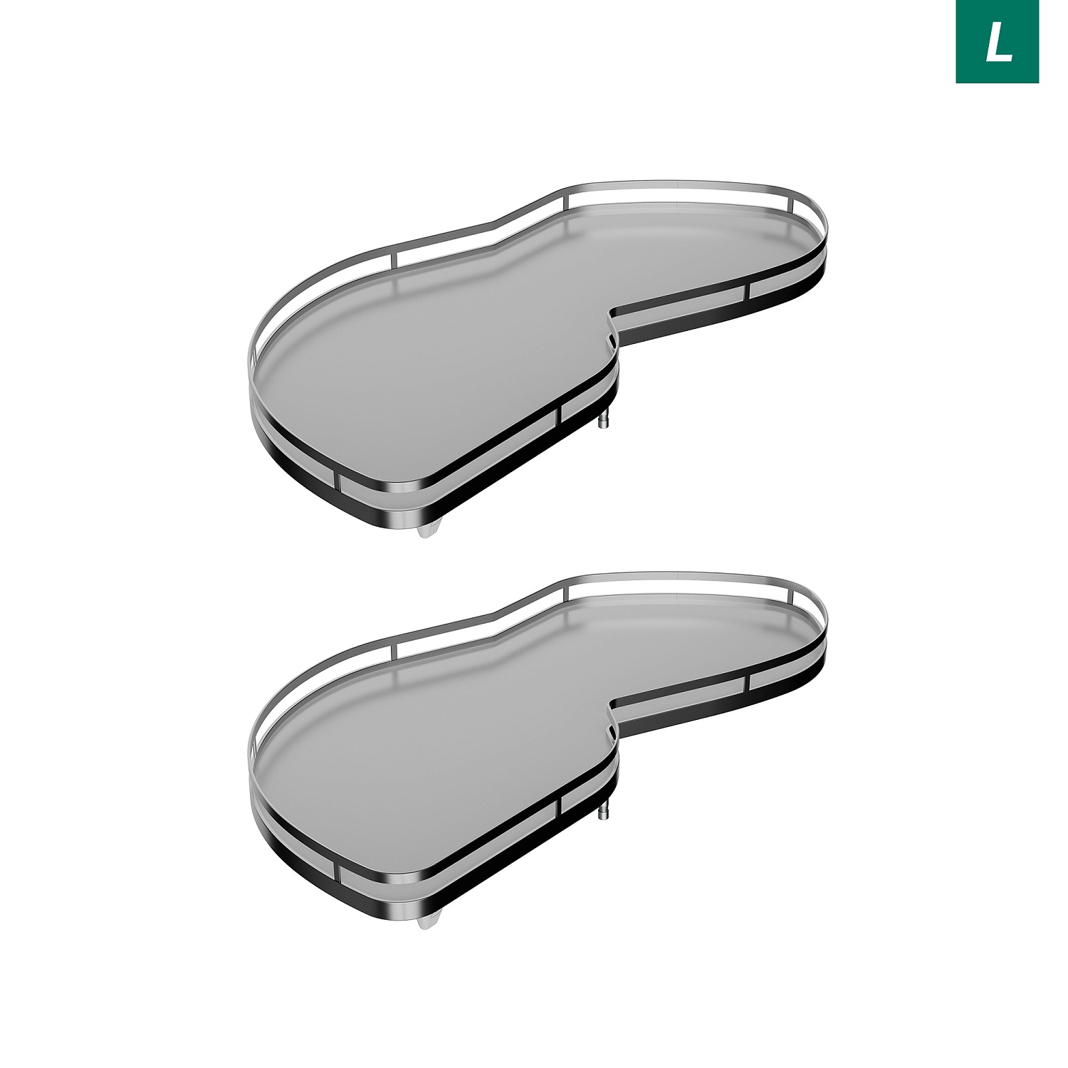 Комплект полок левый Леманс 400 мм Арена СТИЛЬ (2 полки + рычаги) ХРОМ